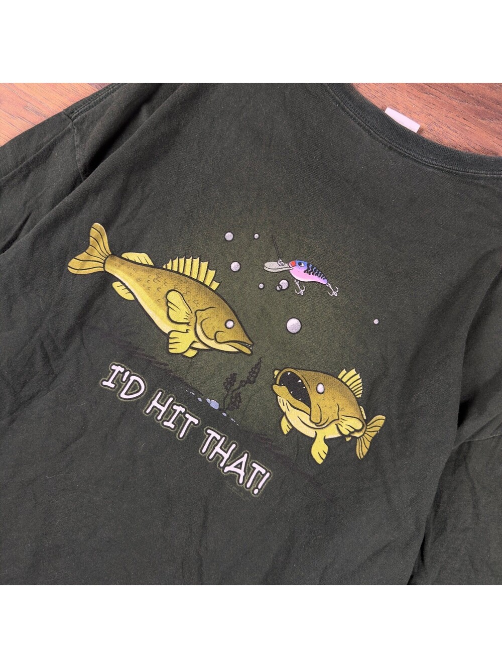 Buck Wear Id Hit That Fishing T-Shirt Mens 2XL Forest Green